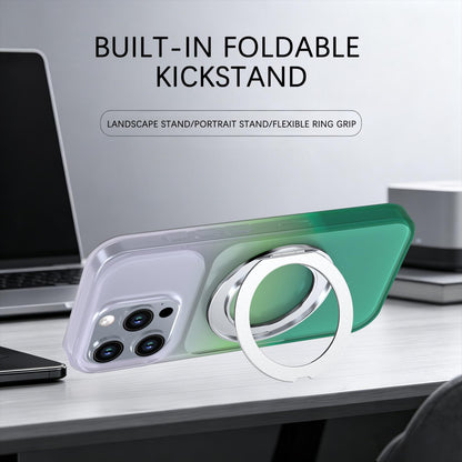 For iPhone 16 Pro Phantom Skin Feel Gradient 360 Degree Rotating Holder Phone Case(Green)