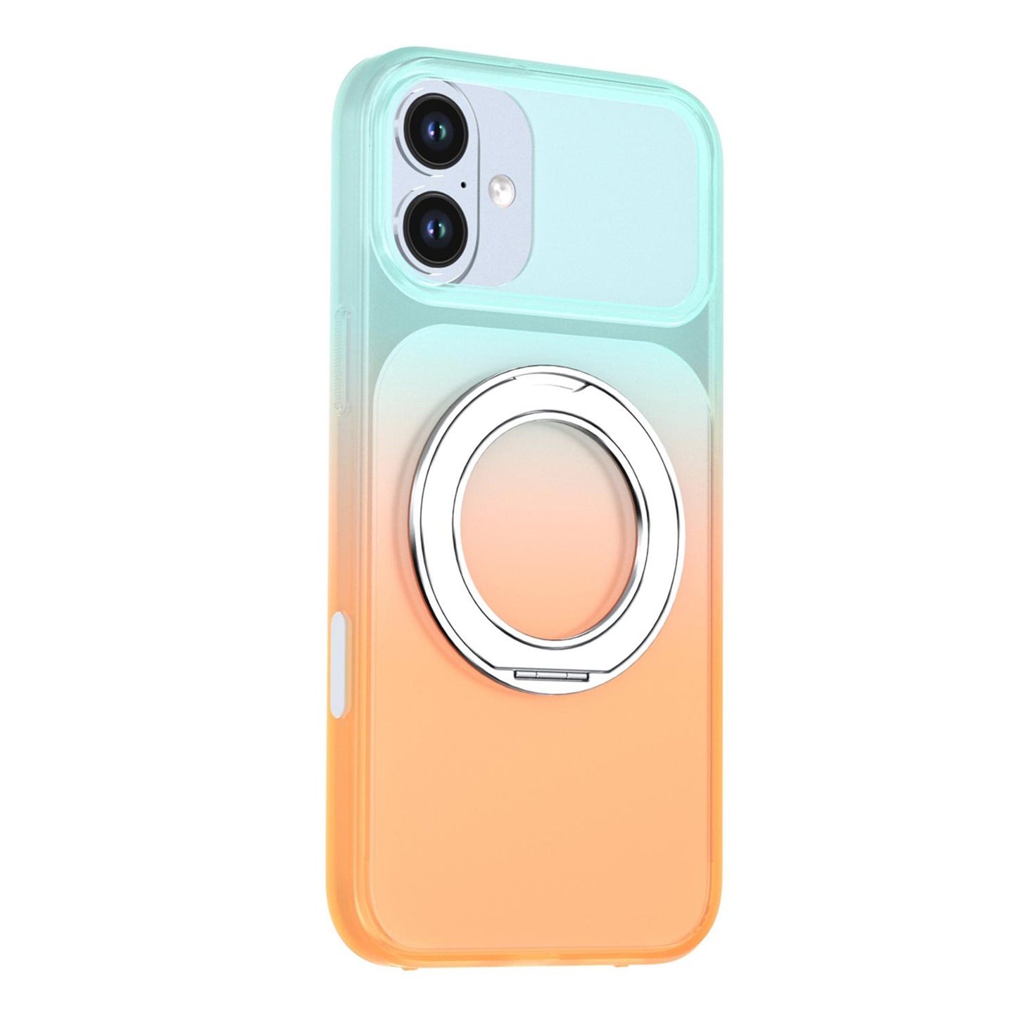 For iPhone 16 Plus Phantom Skin Feel Gradient 360 Degree Rotating Holder Phone Case(Orange)