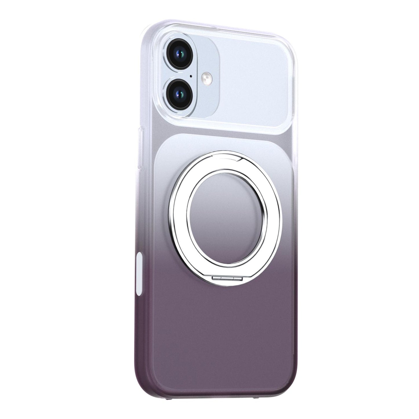 For iPhone 16 Plus Phantom Skin Feel Gradient 360 Degree Rotating Holder Phone Case(Grey)