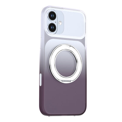 For iPhone 16 Plus Phantom Skin Feel Gradient 360 Degree Rotating Holder Phone Case(Grey)