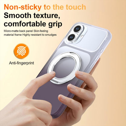 For iPhone 16 Plus Phantom Skin Feel Gradient 360 Degree Rotating Holder Phone Case(Grey)