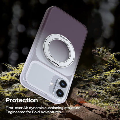 For iPhone 16 Plus Phantom Skin Feel Gradient 360 Degree Rotating Holder Phone Case(Grey)