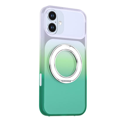 For iPhone 16 Plus Phantom Skin Feel Gradient 360 Degree Rotating Holder Phone Case(Green)