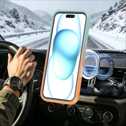For iPhone 16 Phantom Skin Feel Gradient 360 Degree Rotating Holder Phone Case(Orange)