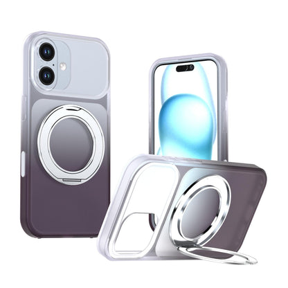 For iPhone 16 Phantom Skin Feel Gradient 360 Degree Rotating Holder Phone Case(Grey)