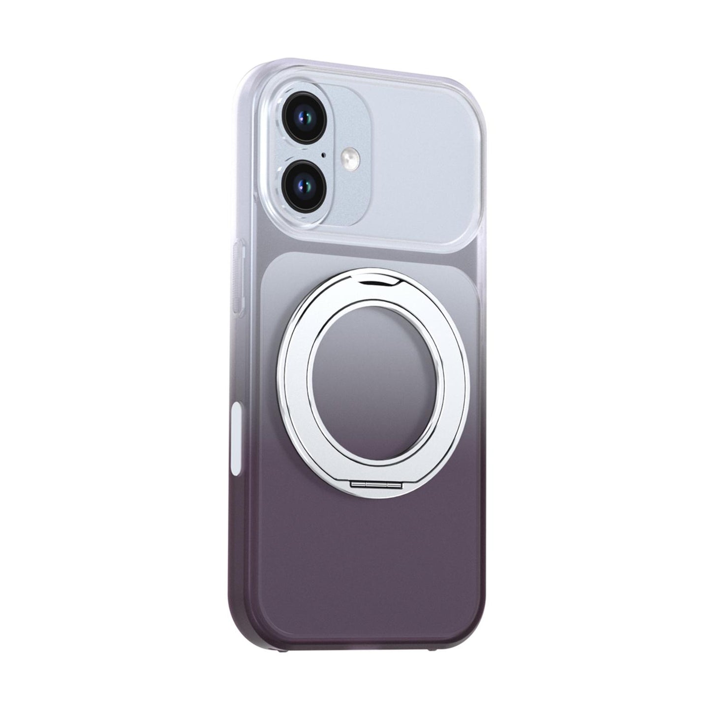 For iPhone 16 Phantom Skin Feel Gradient 360 Degree Rotating Holder Phone Case(Grey)
