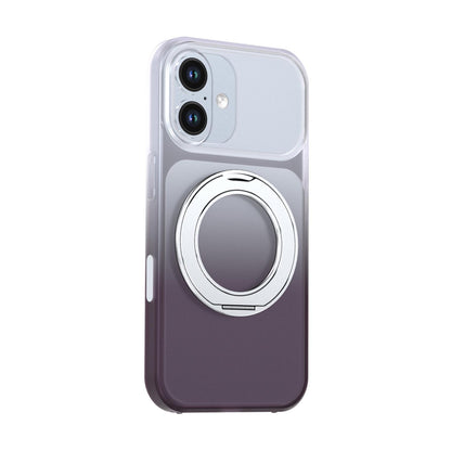 For iPhone 16 Phantom Skin Feel Gradient 360 Degree Rotating Holder Phone Case(Grey)