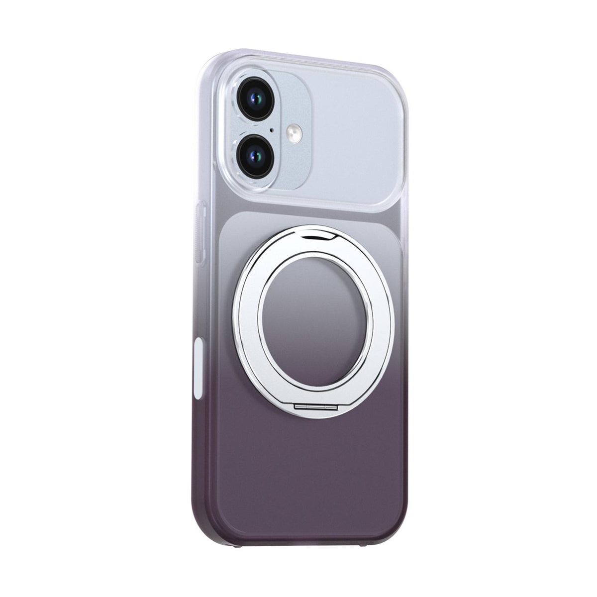 For iPhone 16 Phantom Skin Feel Gradient 360 Degree Rotating Holder Phone Case - Grey - EDA009999008C