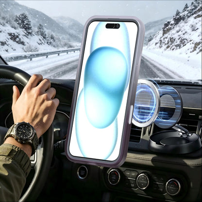 For iPhone 16 Phantom Skin Feel Gradient 360 Degree Rotating Holder Phone Case(Grey)