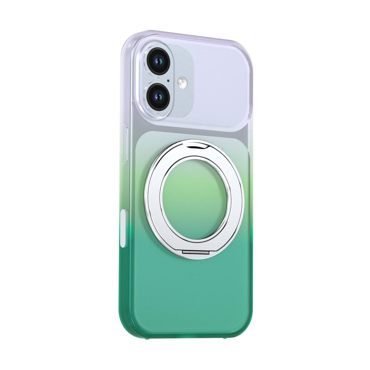For iPhone 16 Phantom Skin Feel Gradient 360 Degree Rotating Holder Phone Case - Green - EDA009999008D