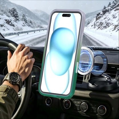 For iPhone 16 Phantom Skin Feel Gradient 360 Degree Rotating Holder Phone Case(Green)