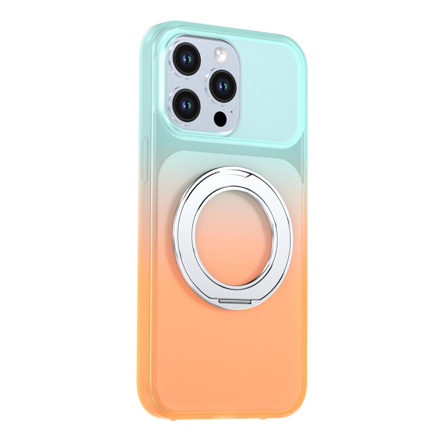 For iPhone 15 Pro Max Phantom Skin Feel Gradient 360 Degree Rotating Holder Phone Case(Orange)