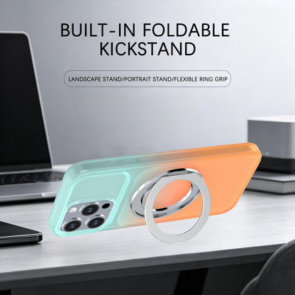 For iPhone 15 Pro Max Phantom Skin Feel Gradient 360 Degree Rotating Holder Phone Case(Orange)