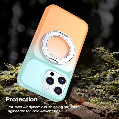 For iPhone 15 Pro Max Phantom Skin Feel Gradient 360 Degree Rotating Holder Phone Case(Orange)