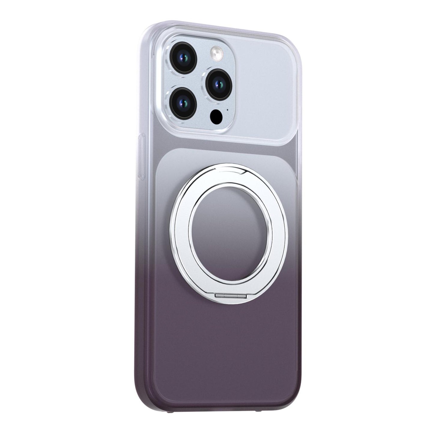 For iPhone 15 Pro Max Phantom Skin Feel Gradient 360 Degree Rotating Holder Phone Case(Grey)