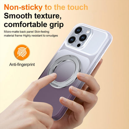 For iPhone 15 Pro Max Phantom Skin Feel Gradient 360 Degree Rotating Holder Phone Case(Grey)
