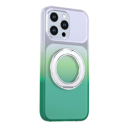 For iPhone 15 Pro Max Phantom Skin Feel Gradient 360 Degree Rotating Holder Phone Case(Green)