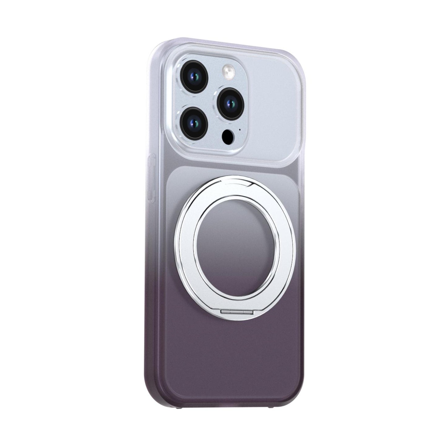 For iPhone 15 Pro Phantom Skin Feel Gradient 360 Degree Rotating Holder Phone Case(Grey)
