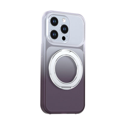 For iPhone 15 Pro Phantom Skin Feel Gradient 360 Degree Rotating Holder Phone Case(Grey)