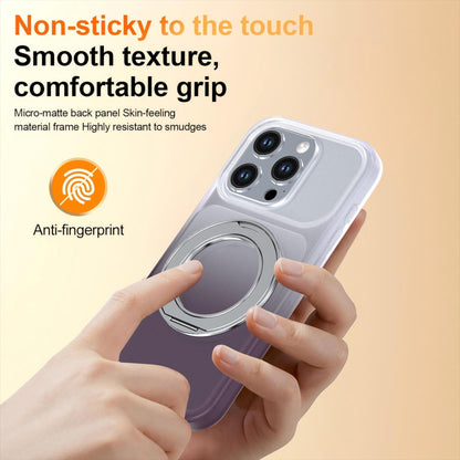 For iPhone 15 Pro Phantom Skin Feel Gradient 360 Degree Rotating Holder Phone Case(Grey)