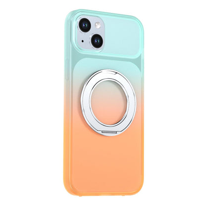 For iPhone 15 Plus / 14 Plus Phantom Skin Feel Gradient 360 Degree Rotating Holder Phone Case(Orange)