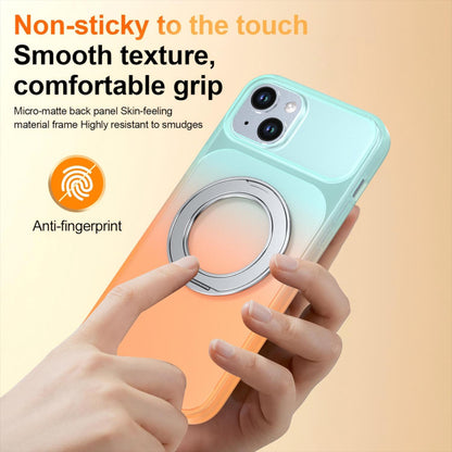 For iPhone 15 Plus / 14 Plus Phantom Skin Feel Gradient 360 Degree Rotating Holder Phone Case(Orange)