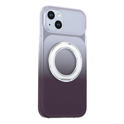 For iPhone 15 Plus / 14 Plus Phantom Skin Feel Gradient 360 Degree Rotating Holder Phone Case(Grey)