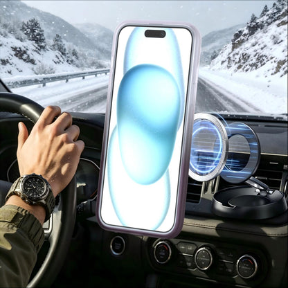 For iPhone 15 Plus / 14 Plus Phantom Skin Feel Gradient 360 Degree Rotating Holder Phone Case(Grey)