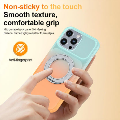For iPhone 14 Pro Max Phantom Skin Feel Gradient 360 Degree Rotating Holder Phone Case(Orange)
