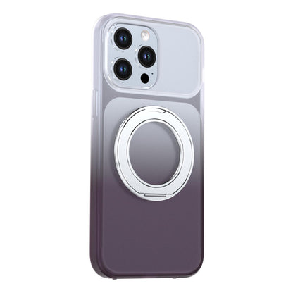 For iPhone 14 Pro Max Phantom Skin Feel Gradient 360 Degree Rotating Holder Phone Case(Grey)