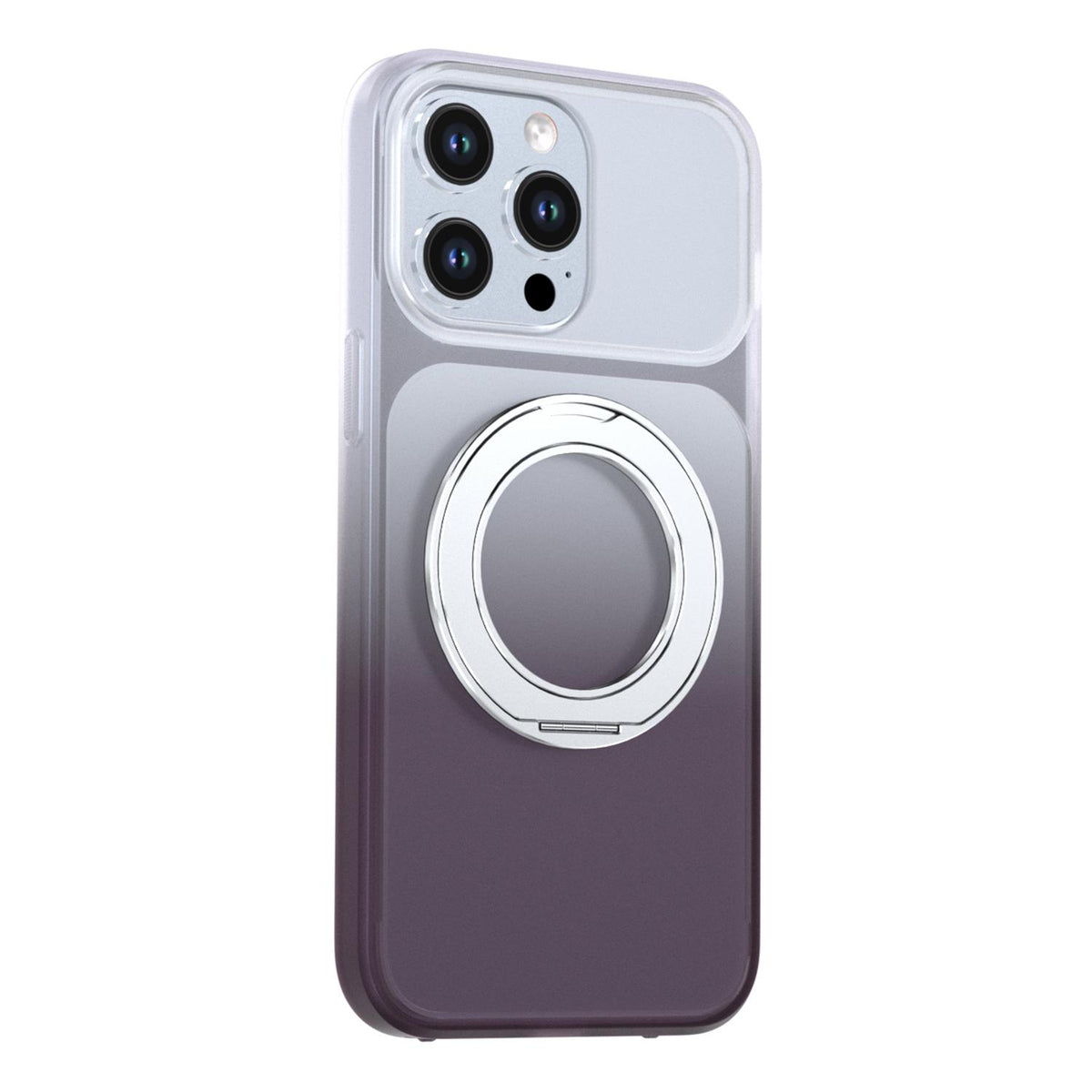 For iPhone 14 Pro Max Phantom Skin Feel Gradient 360 Degree Rotating Holder Phone Case - Grey - EDA009999013C