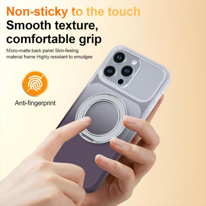 For iPhone 14 Pro Max Phantom Skin Feel Gradient 360 Degree Rotating Holder Phone Case(Grey)