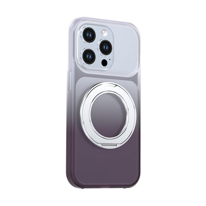 For iPhone 14 Pro Phantom Skin Feel Gradient 360 Degree Rotating Holder Phone Case(Grey)