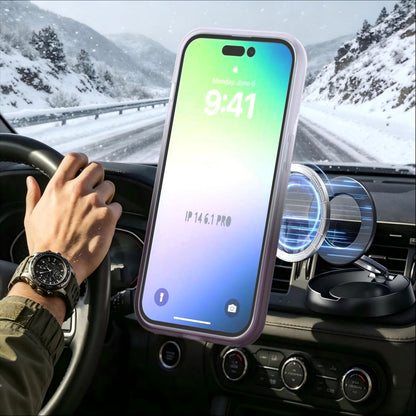 For iPhone 14 Pro Phantom Skin Feel Gradient 360 Degree Rotating Holder Phone Case(Grey)