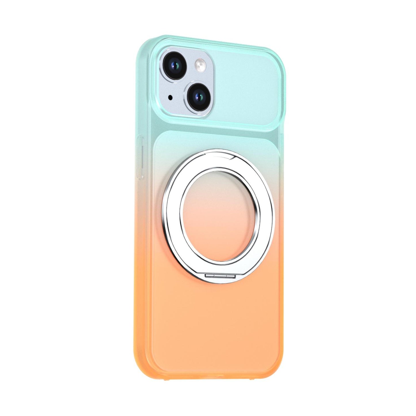 For iPhone 14 / 13 Phantom Skin Feel Gradient 360 Degree Rotating Holder Phone Case(Orange)