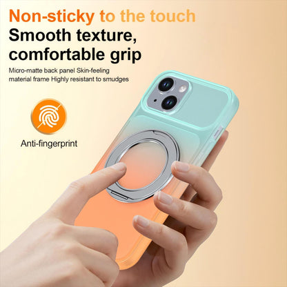 For iPhone 14 / 13 Phantom Skin Feel Gradient 360 Degree Rotating Holder Phone Case(Orange)