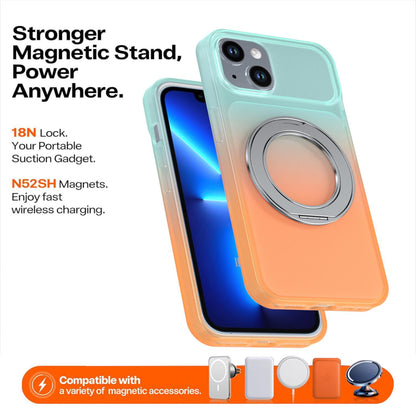 For iPhone 14 / 13 Phantom Skin Feel Gradient 360 Degree Rotating Holder Phone Case(Orange)