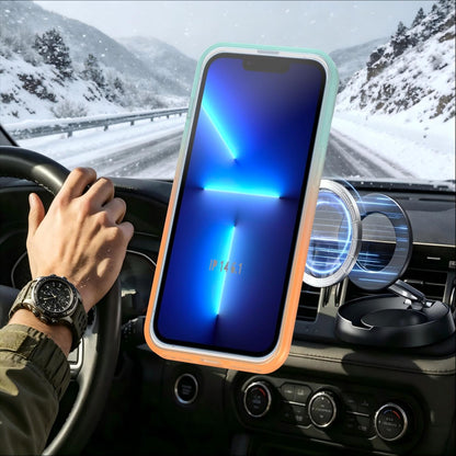 For iPhone 14 / 13 Phantom Skin Feel Gradient 360 Degree Rotating Holder Phone Case(Orange)