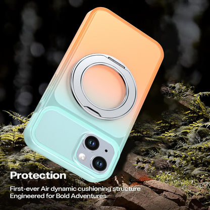 For iPhone 14 / 13 Phantom Skin Feel Gradient 360 Degree Rotating Holder Phone Case(Orange)