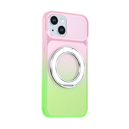 For iPhone 14 / 13 Phantom Skin Feel Gradient 360 Degree Rotating Holder Phone Case(Pink)