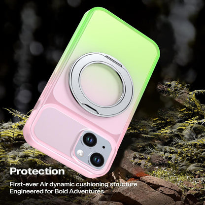 For iPhone 14 / 13 Phantom Skin Feel Gradient 360 Degree Rotating Holder Phone Case(Pink)