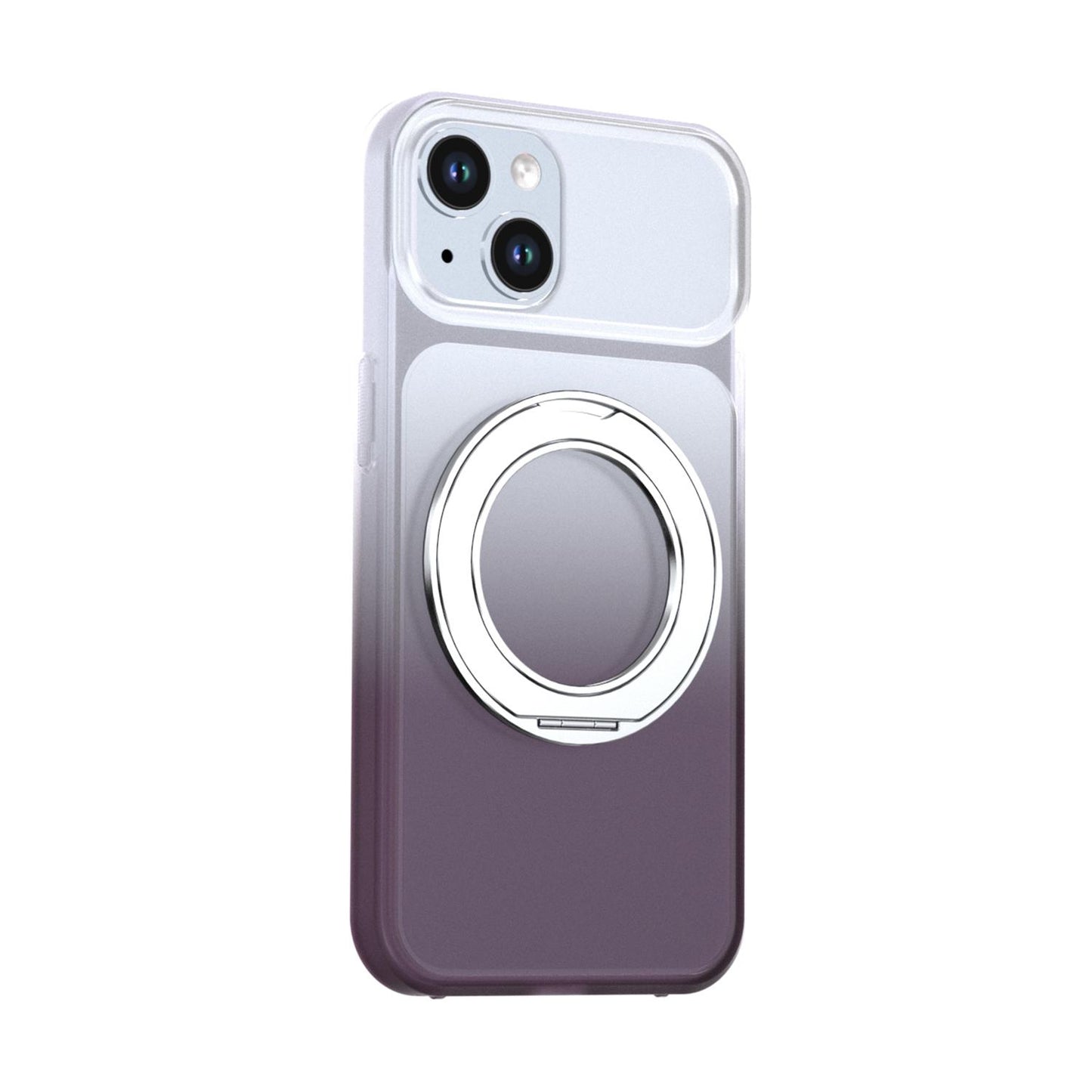 For iPhone 14 / 13 Phantom Skin Feel Gradient 360 Degree Rotating Holder Phone Case(Grey)