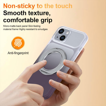 For iPhone 14 / 13 Phantom Skin Feel Gradient 360 Degree Rotating Holder Phone Case(Grey)