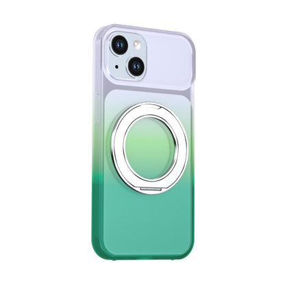 For iPhone 14 / 13 Phantom Skin Feel Gradient 360 Degree Rotating Holder Phone Case(Green)