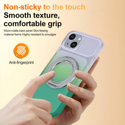 For iPhone 14 / 13 Phantom Skin Feel Gradient 360 Degree Rotating Holder Phone Case(Green)
