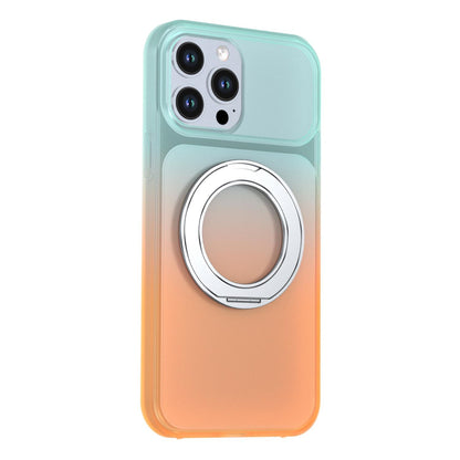 For iPhone 13 Pro Max Phantom Skin Feel Gradient 360 Degree Rotating Holder Phone Case(Orange)