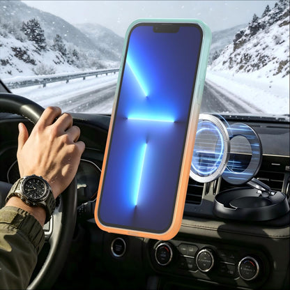 For iPhone 13 Pro Max Phantom Skin Feel Gradient 360 Degree Rotating Holder Phone Case(Orange)