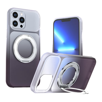 For iPhone 13 Pro Max Phantom Skin Feel Gradient 360 Degree Rotating Holder Phone Case(Grey)