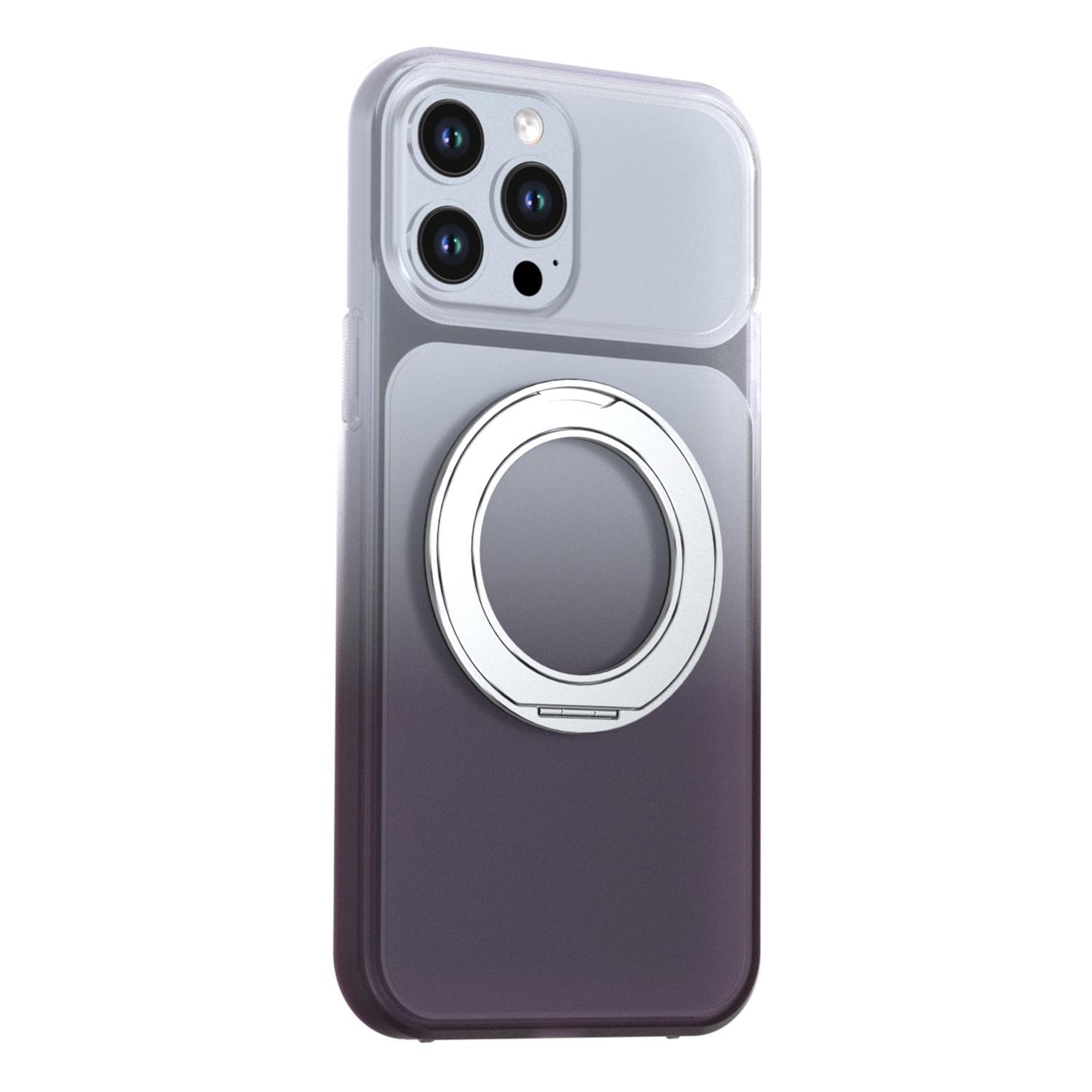 For iPhone 13 Pro Max Phantom Skin Feel Gradient 360 Degree Rotating Holder Phone Case(Grey)