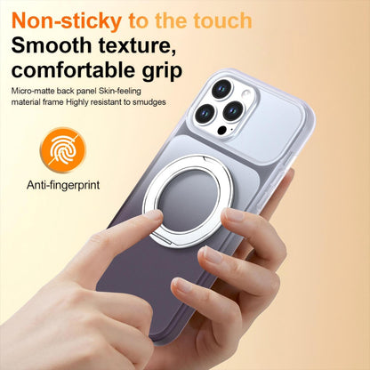 For iPhone 13 Pro Max Phantom Skin Feel Gradient 360 Degree Rotating Holder Phone Case(Grey)